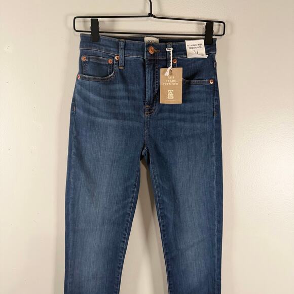 NWT J.Crew 9" High Rise Toothpick Jeans Dark Wash Blue Stretch Denim Size 24 - Picture 4 of 13